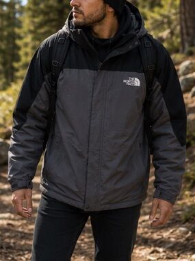The North Face Men's Charcoal and Black Hooded Performance Jacket Size XXL